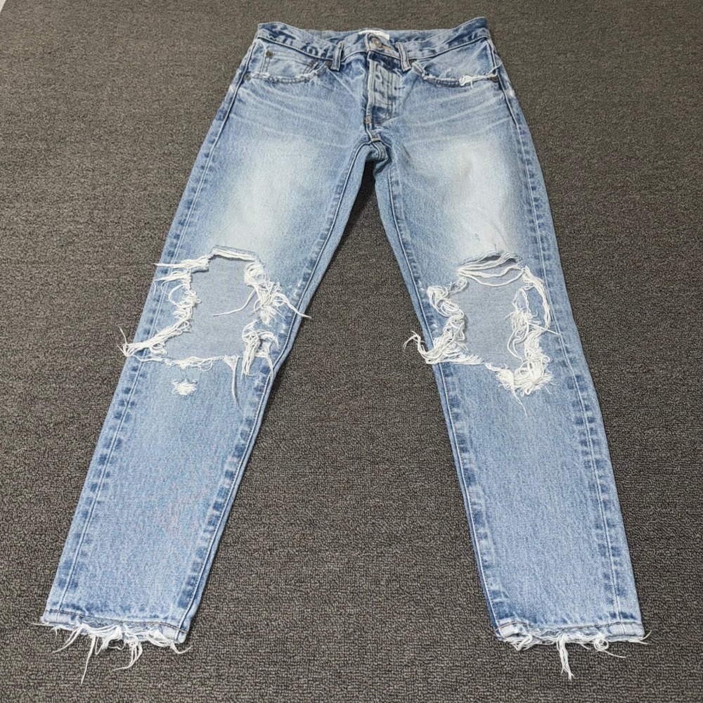 Moussy Vintage Distressed Straight Leg Jeans Light Wash Made in Japan Size 26